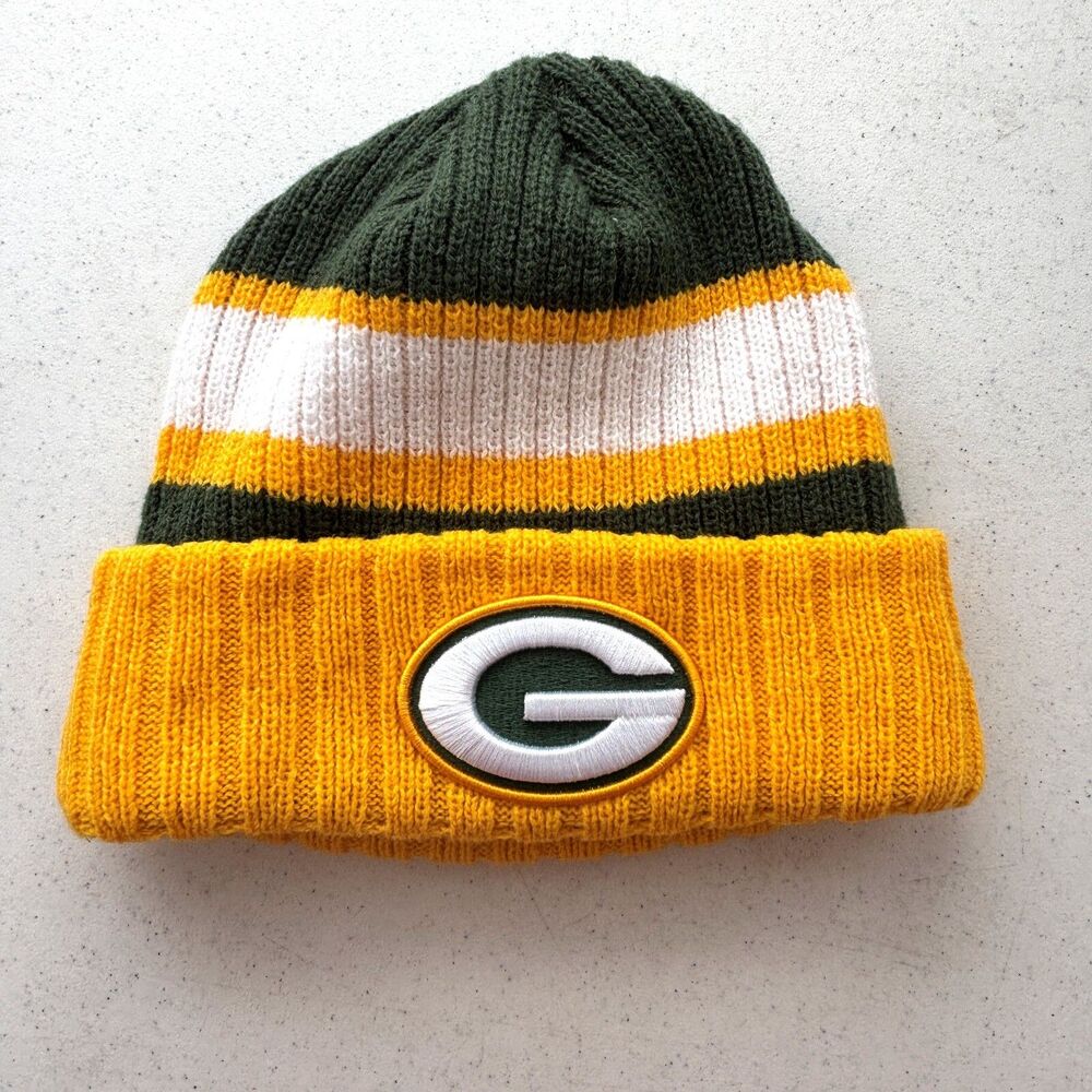 New Era Mens Green Bay Packers Knit Beanie One Size Winter Hat NFL Football